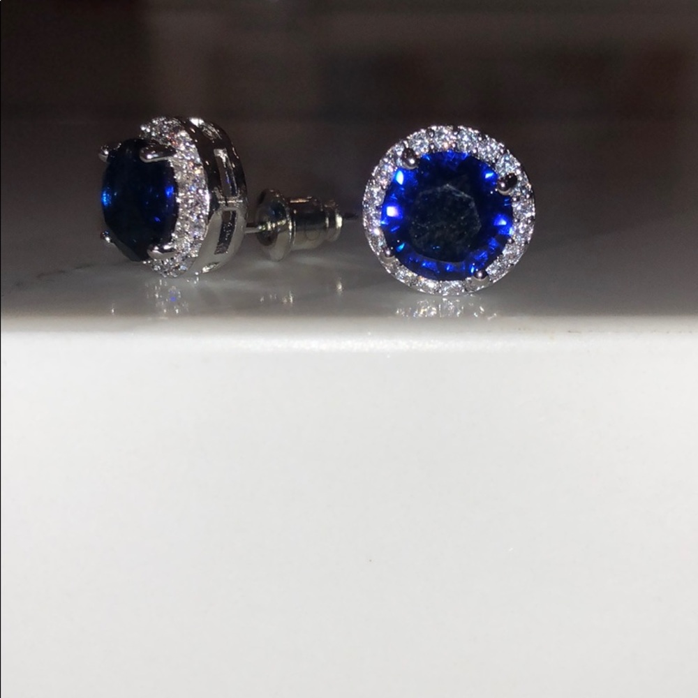 Elegant Big Stud Earrings (White Gold)